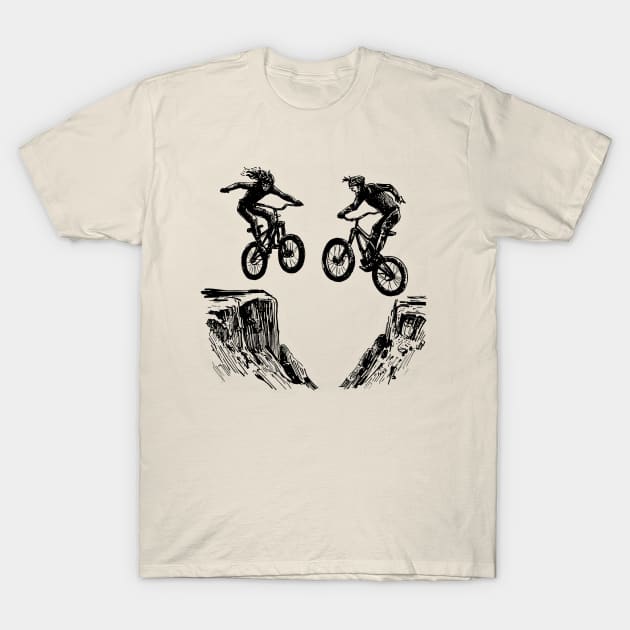 Cliff Bike Jump T-Shirt by TheWanderingFools